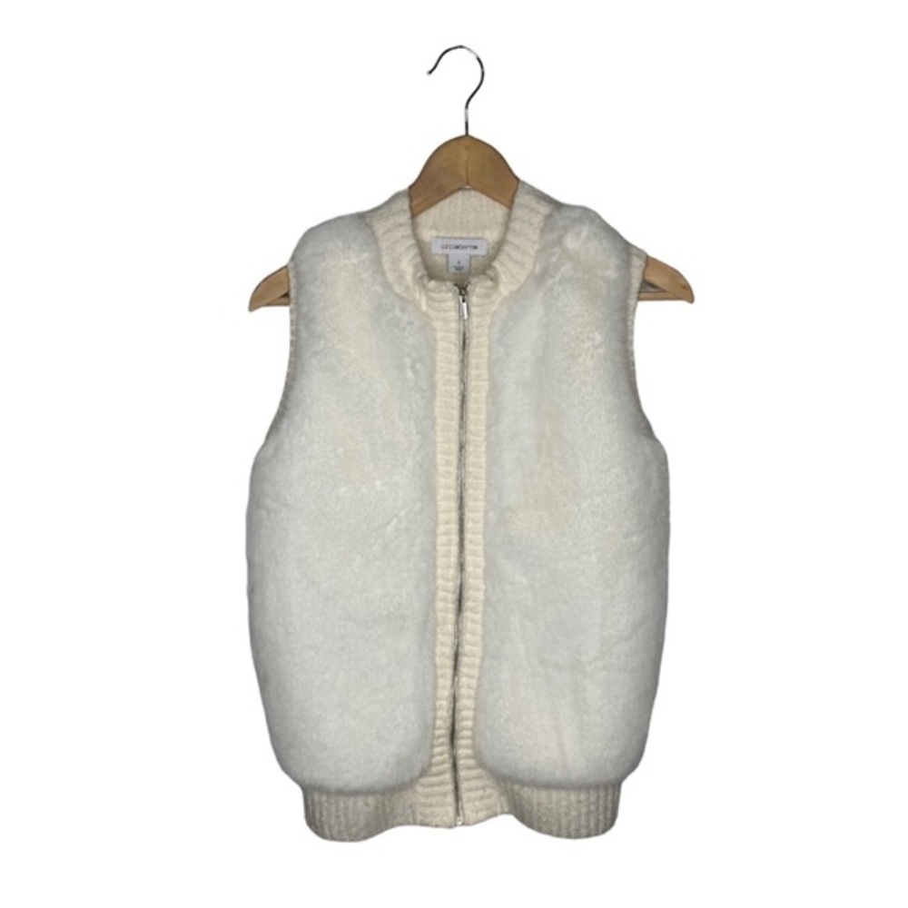 Sweater Vest Liz Claiborne Faux Fur Fleece Knit Zipper Vest | Small
